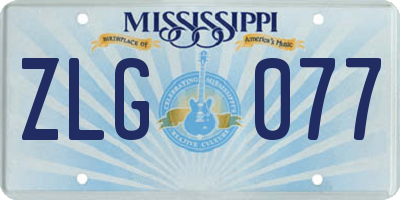 MS license plate ZLG077