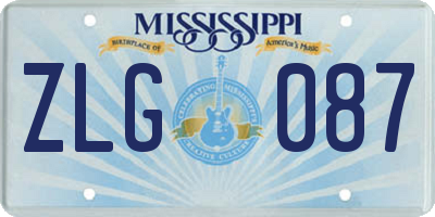 MS license plate ZLG087