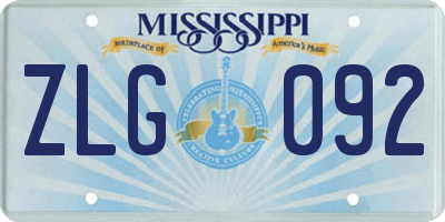 MS license plate ZLG092