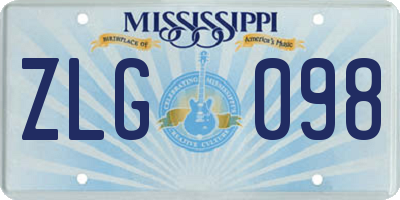 MS license plate ZLG098