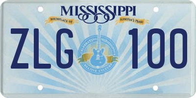 MS license plate ZLG100
