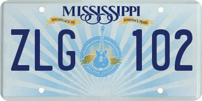 MS license plate ZLG102