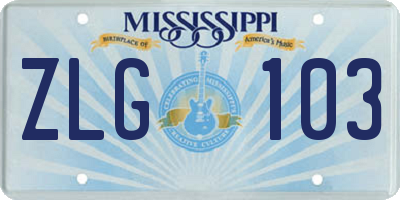 MS license plate ZLG103