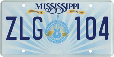 MS license plate ZLG104