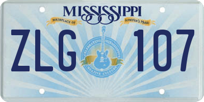 MS license plate ZLG107
