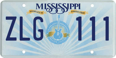 MS license plate ZLG111