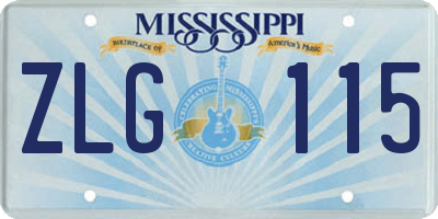 MS license plate ZLG115