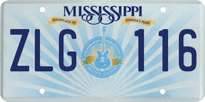 MS license plate ZLG116