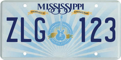 MS license plate ZLG123