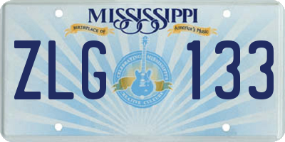 MS license plate ZLG133