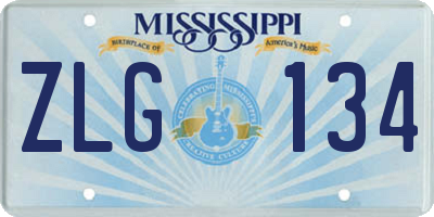 MS license plate ZLG134