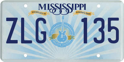 MS license plate ZLG135