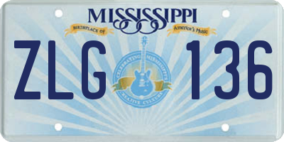 MS license plate ZLG136