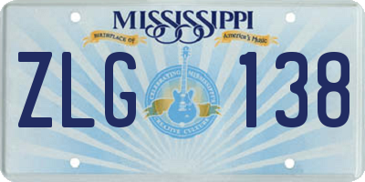 MS license plate ZLG138