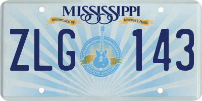 MS license plate ZLG143