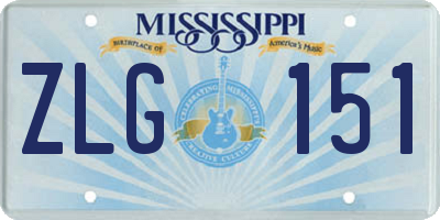 MS license plate ZLG151
