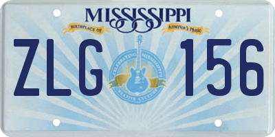 MS license plate ZLG156
