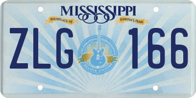 MS license plate ZLG166