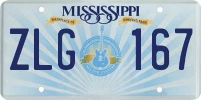 MS license plate ZLG167