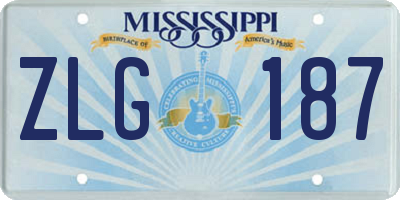 MS license plate ZLG187