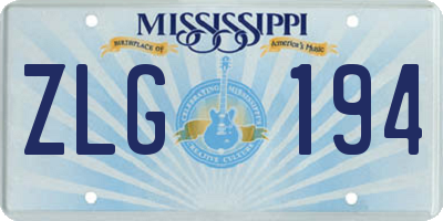 MS license plate ZLG194