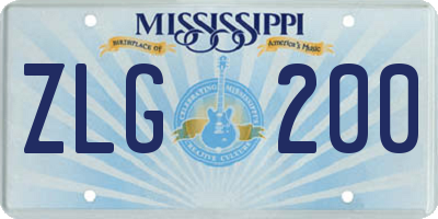 MS license plate ZLG200