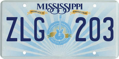 MS license plate ZLG203