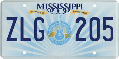 MS license plate ZLG205