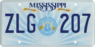 MS license plate ZLG207