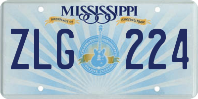 MS license plate ZLG224