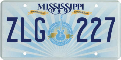 MS license plate ZLG227