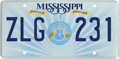 MS license plate ZLG231