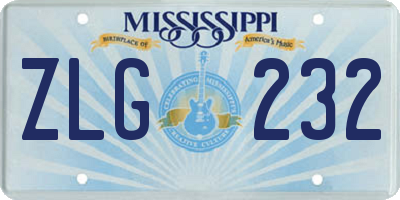 MS license plate ZLG232
