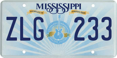 MS license plate ZLG233