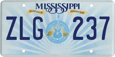 MS license plate ZLG237