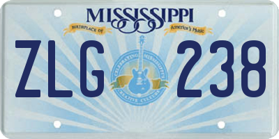 MS license plate ZLG238