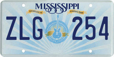MS license plate ZLG254