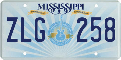 MS license plate ZLG258