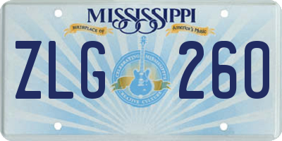 MS license plate ZLG260