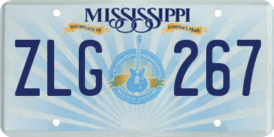 MS license plate ZLG267