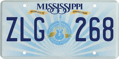 MS license plate ZLG268