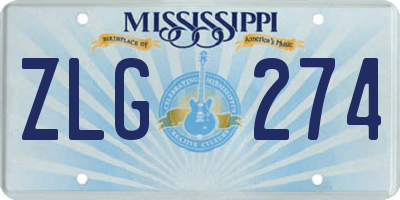 MS license plate ZLG274