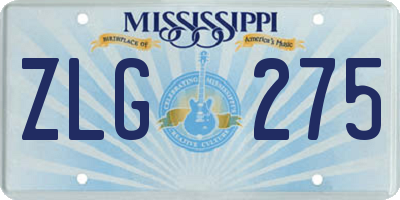 MS license plate ZLG275