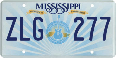 MS license plate ZLG277