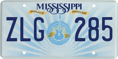 MS license plate ZLG285