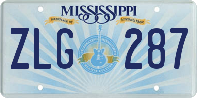 MS license plate ZLG287