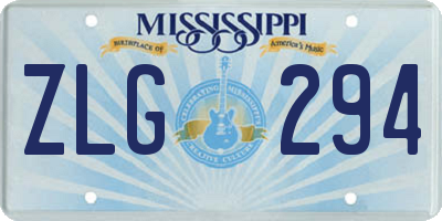 MS license plate ZLG294