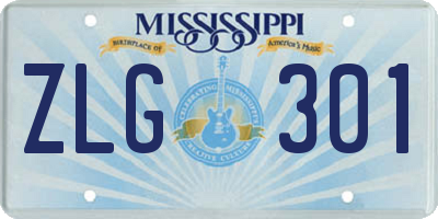 MS license plate ZLG301