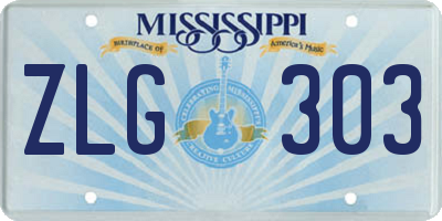 MS license plate ZLG303