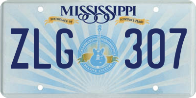 MS license plate ZLG307